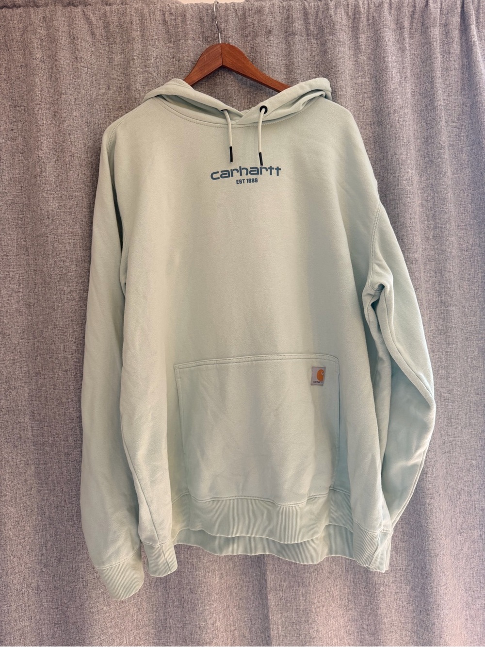 Carhartt Men's force Hoodie in Light Sage Green with Logo